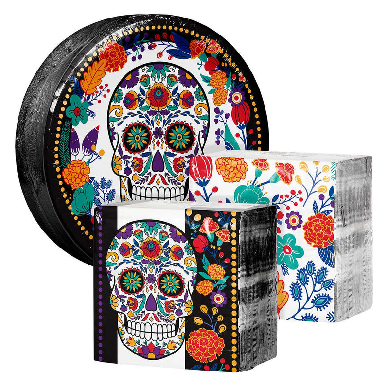 Artstyle Paper Plate and Napkin Bundle, Day of the Dead, 200-count