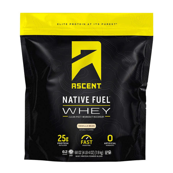 Ascent 100% Whey, Native Whey Protein Blend, Vanilla Bean, 4.25 lbs