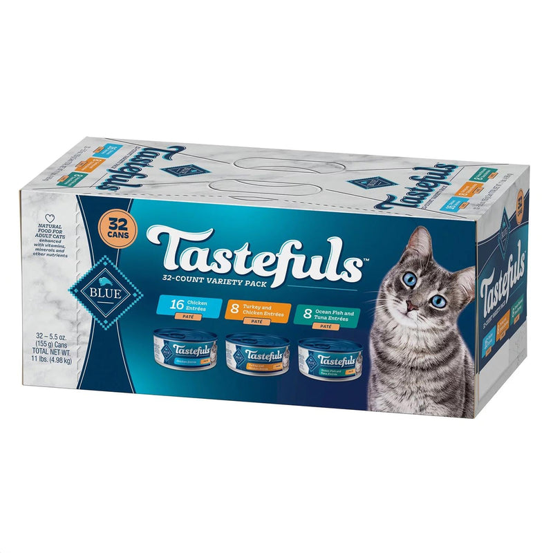 Blue Buffalo Tastefuls Pate Wet Cat Food, Variety Pack (5.5 oz., 32 count)