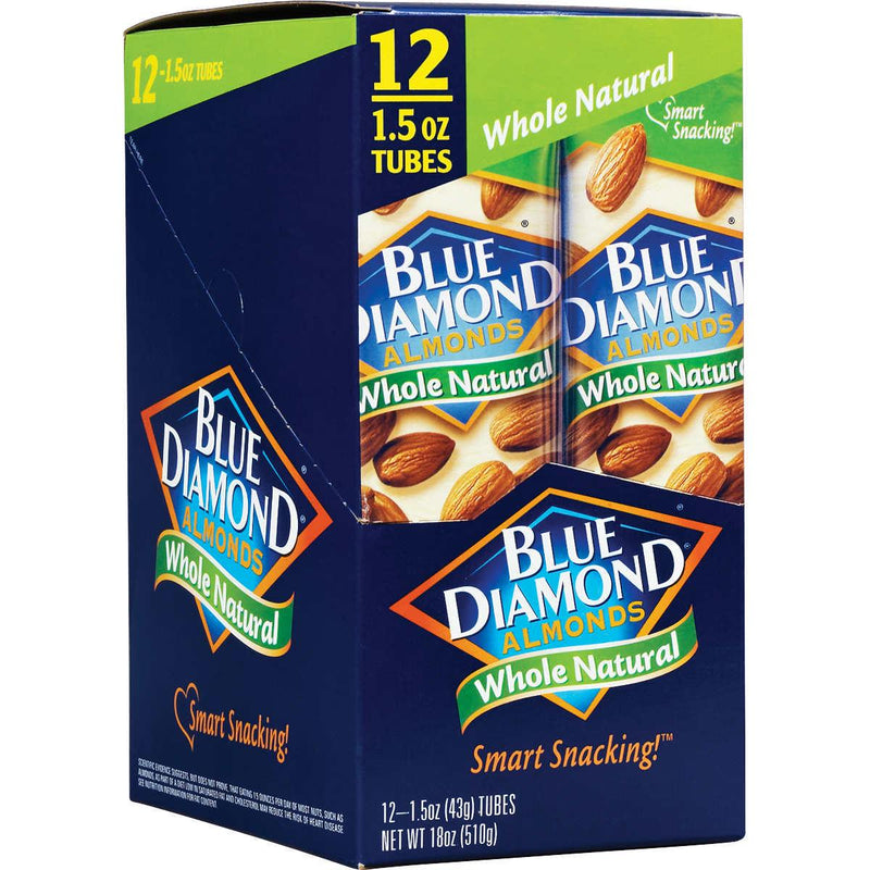 Blue Diamond Almonds, Whole Natural, 1.5 oz, 12-count