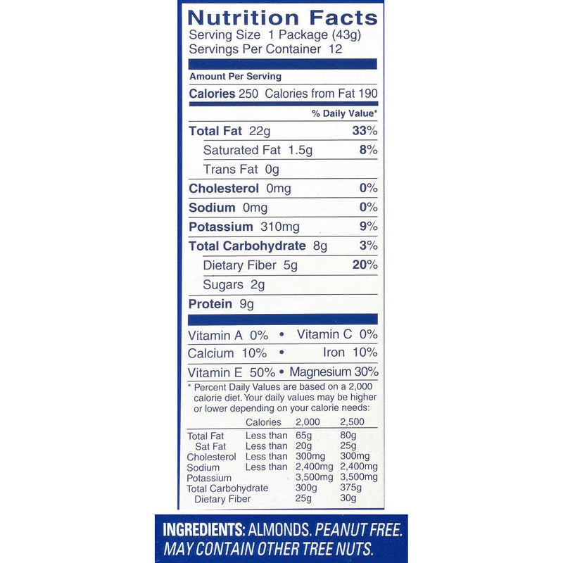 Blue Diamond Almonds, Whole Natural, 1.5 oz, 12-count