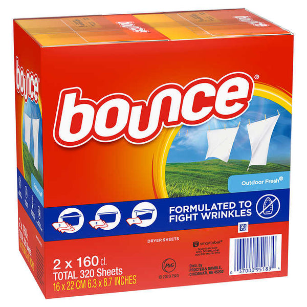 Bounce Dryer Sheets, Outdoor Fresh, 160-count, 2-pack ) | Home Deliveries