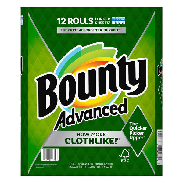 Bounty Advanced Paper Towels, 2-Ply, 101 Sheets, 12-count