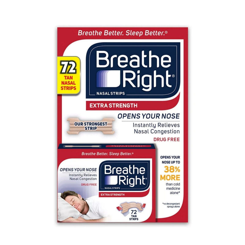 Breathe Right Extra Strength Nasal Strips, 72 Strips