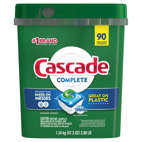 Cascade Complete Dishwasher Detergent Actionpacs, 90-count