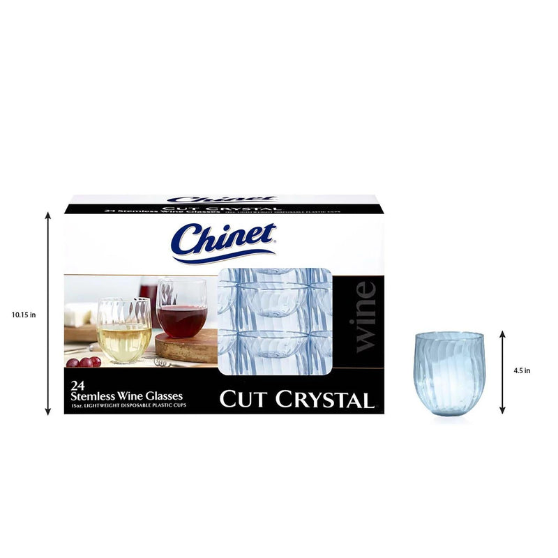 Chinet Cut Crystal Stemless Plastic Wine Glasses, 15 oz. (24 count)