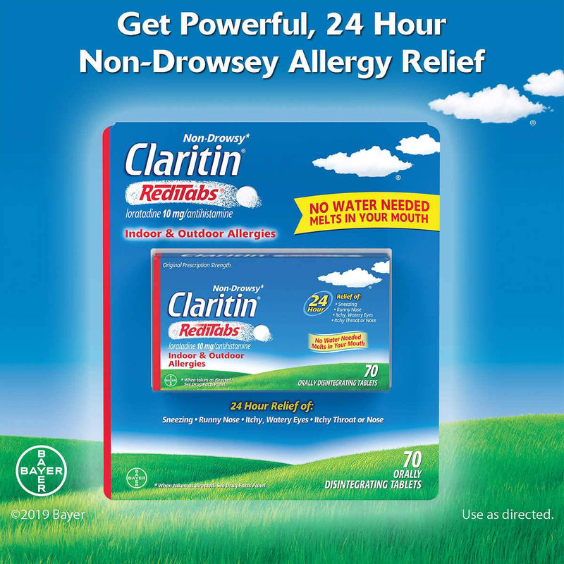 Claritin RediTabs 10 mg. 24 Hour Non-Drowsy, 70 Disintegrating Tablets