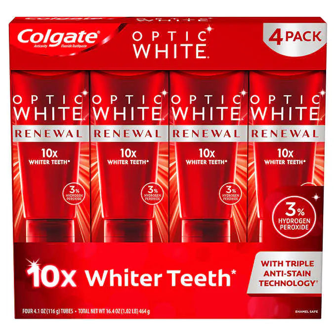 Colgate Optic White Renewal Toothpaste, 4.1 oz, 4-pack