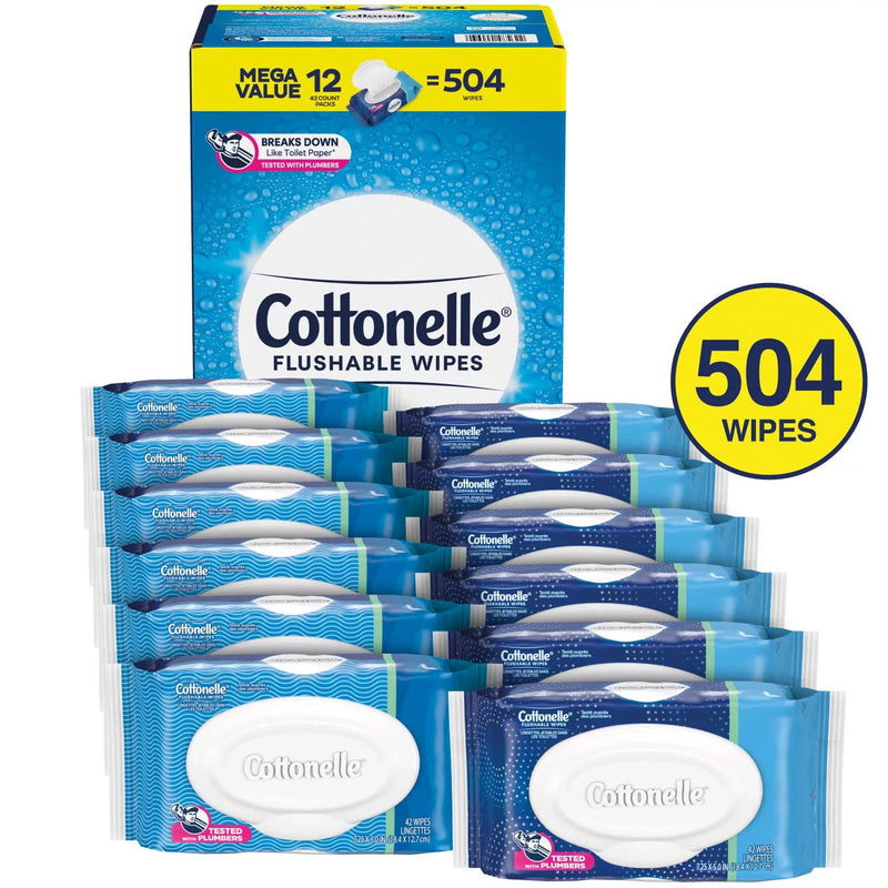 Cottonelle Fresh Care Flushable Wet Wipes, 12 Flip Top Packs (42 wipes/pk., 12 pk.)