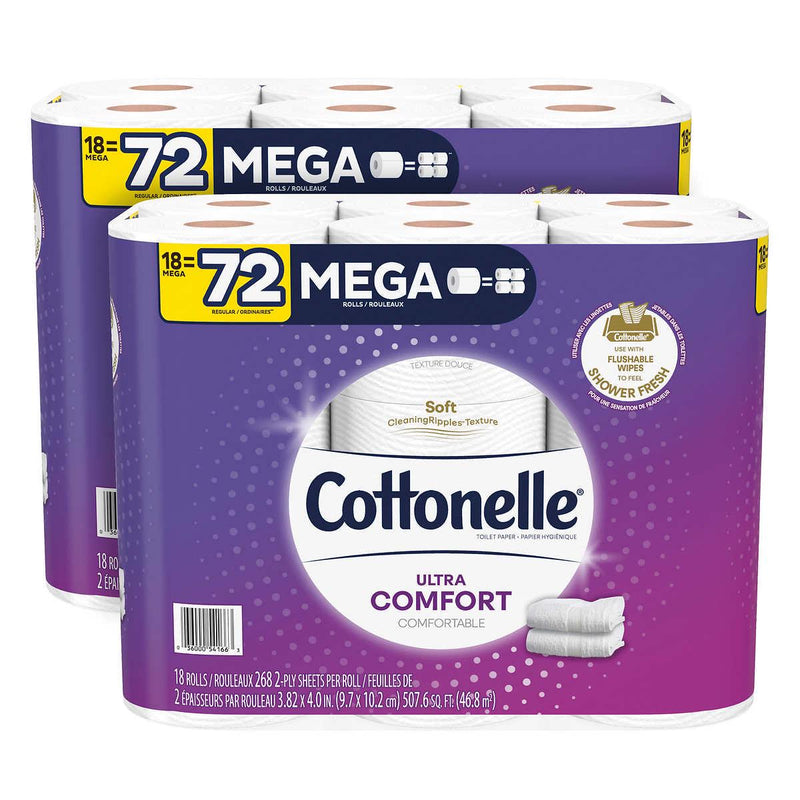 Cottonelle Ultra Comfort Bath Tissue, 2-Ply, 268 Sheets, 36 Rolls ) | Home Deliveries