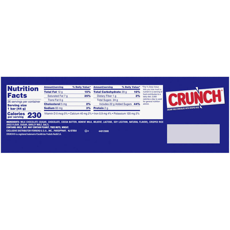 Crunch Candy Bar, 1.55 oz, 36-count ) | Home Deliveries