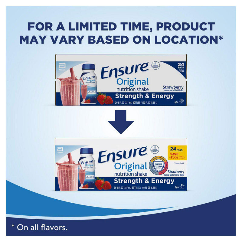 Ensure Original Nutrition Shake, Small Meal Replacement Shake, Strawberry (8 fl. oz., 24 ct.)