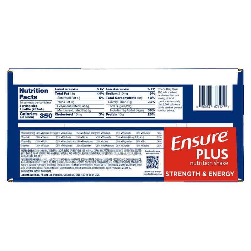 Ensure Plus Nutrition Vanilla Shake 8 fl. oz., 30-pack