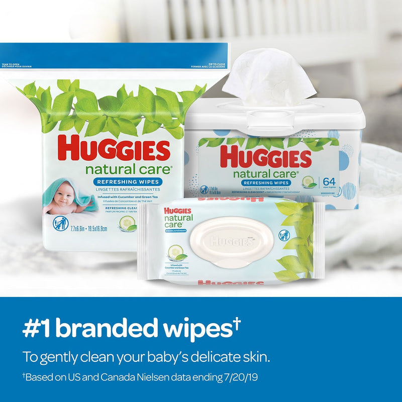 Huggies Natural Care Baby Wipe Refill, Refreshing Clean (17 flip-top pks., 1088 wipes)