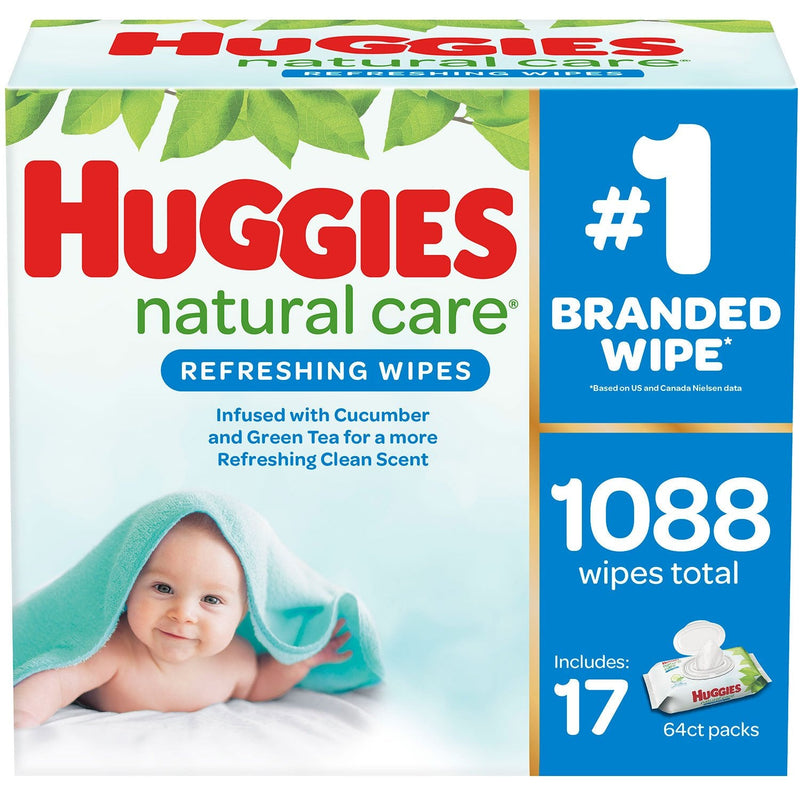 Huggies Natural Care Baby Wipe Refill, Refreshing Clean (17 flip-top pks., 1088 wipes)