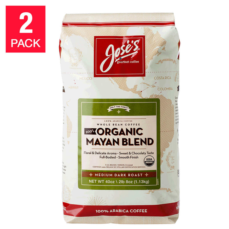 Jose’s 100% Organic Mayan Whole Bean Coffee 2.5 lb, 2-pack ) | Home Deliveries