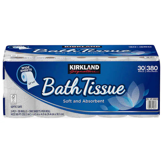 Kirkland Signature Bath Tissue, 2-Ply, 380 Sheets, 30 Rolls