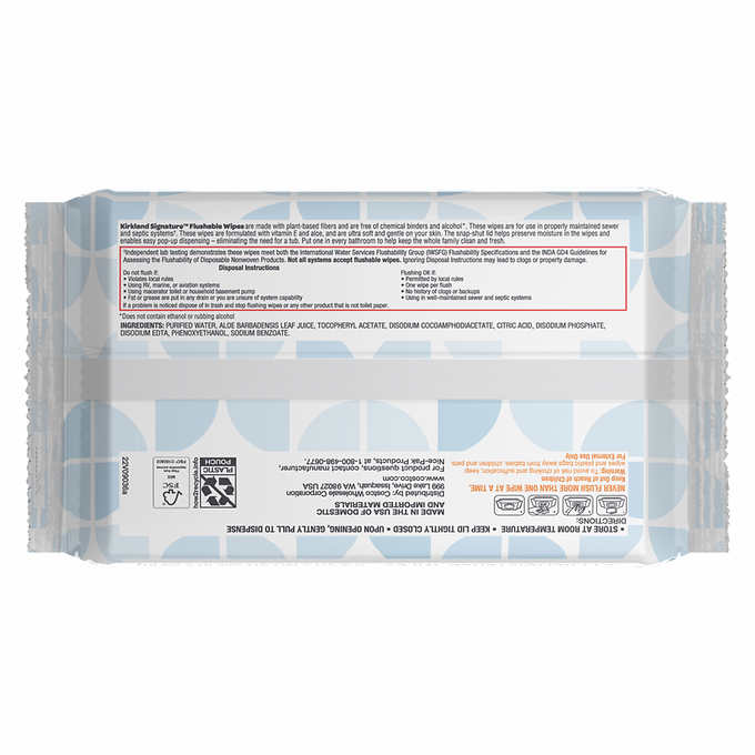 Kirkland Signature Premoistened Flushable Wipes, Fragrance Free, 640-count