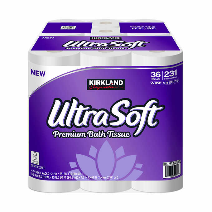 Kirkland Signature Ultra Soft Bath Tissue, 2-Ply, 231 Sheets, 36 Rolls