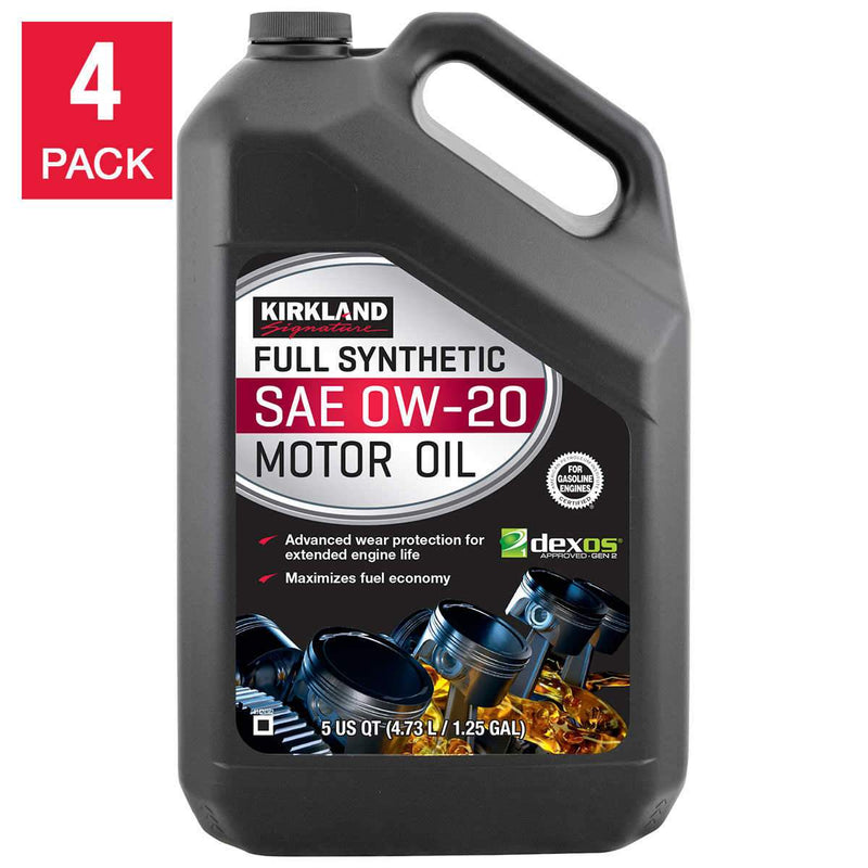 Kirkland Signature 0W-20 Full Synthetic Motor Oil 5-quart, 4-Bottles