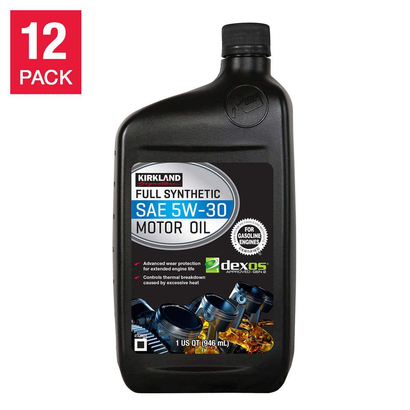 Kirkland Signature 5W-30 Full Synthetic Motor Oil 1-Quart, 12-Bottles