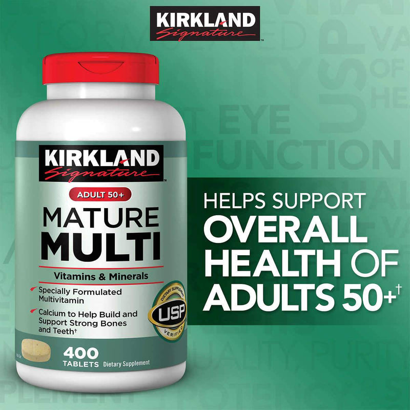 Kirkland Signature Adult 50+ Mature Multi Vitamins and Minerals, 400 Tablets