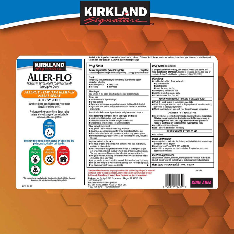 Kirkland Signature Aller-Flo 50mcg. Allergy Spray, 5 Bottles - Home Deliveries