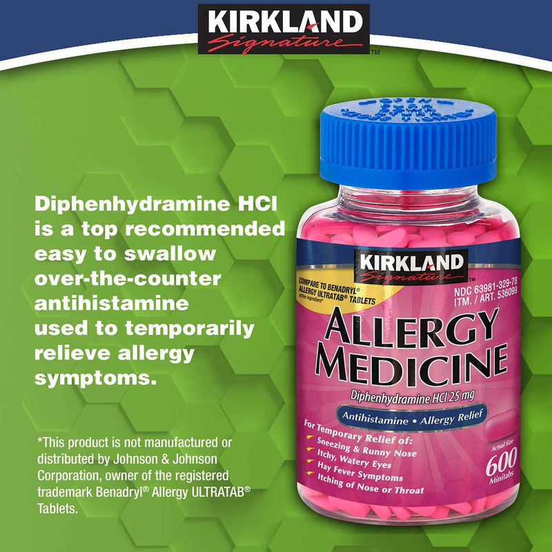 Kirkland Signature Allergy Medicine 25 mg., 600 Minitabs