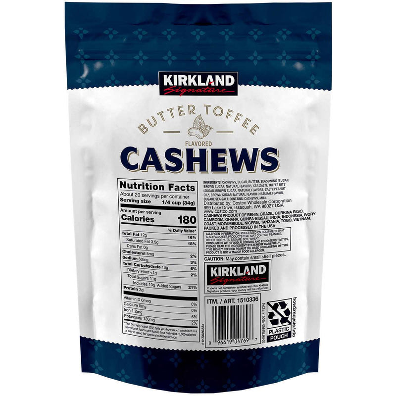 Kirkland Signature Butter Toffee Cashews, 24 oz