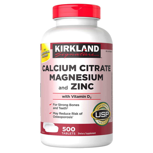 Kirkland Signature Calcium Citrate Magnesium and Zinc, 500 Tablets