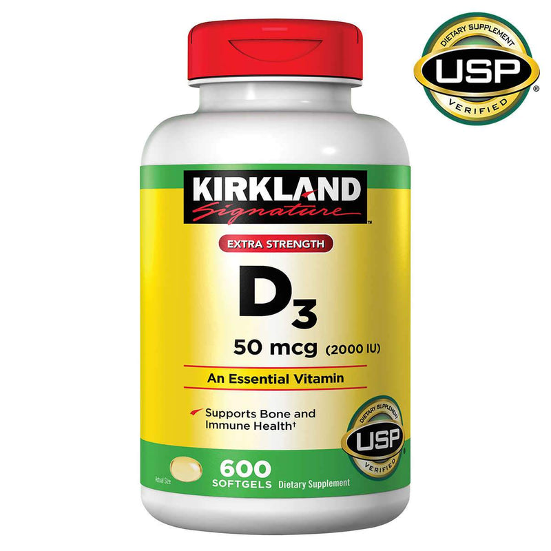 Kirkland Signature Extra Strength D3 50 mcg., 600 Softgels - Home Deliveries