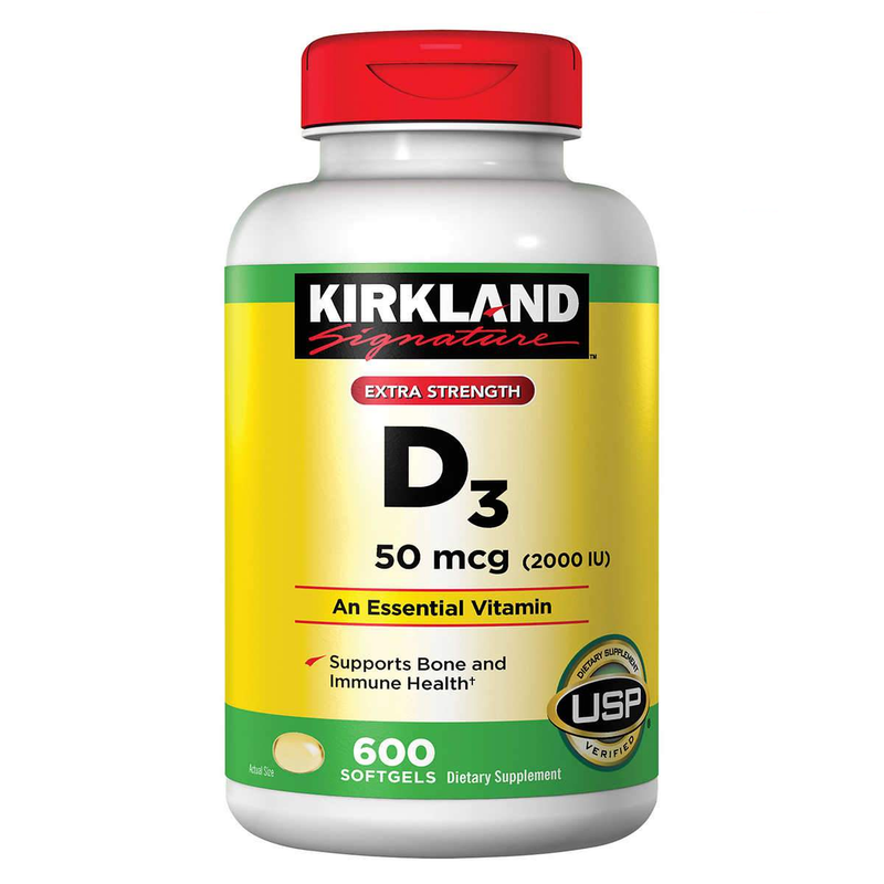 Kirkland Signature Extra Strength D3 50 mcg., 600 Softgels - Home Deliveries