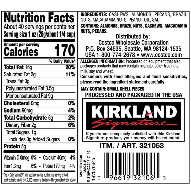 Kirkland Signature Extra Fancy Mixed Nuts, 2.5 lbs ) | Home Deliveries