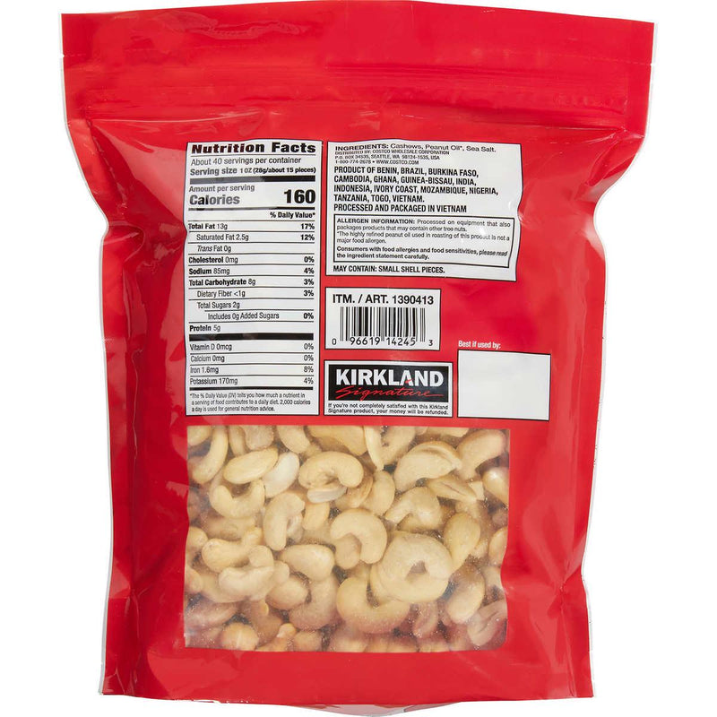 Kirkland Signature Fancy Whole Cashews, 2.5 lbs