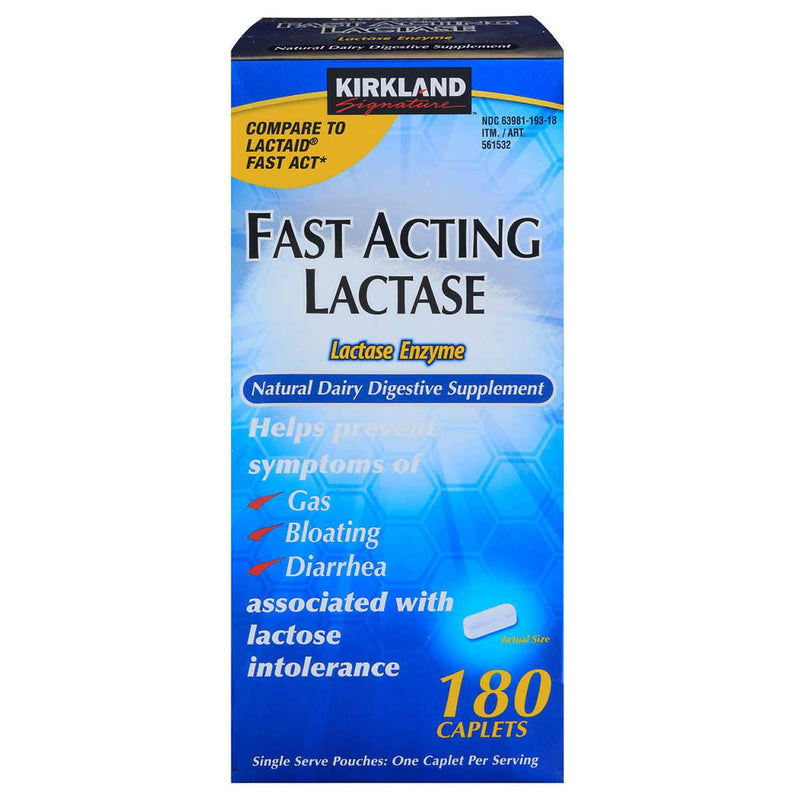 Kirkland Signature Fast Acting Lactase, 180 Caplets