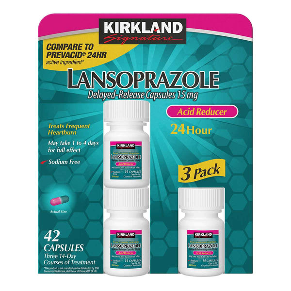 Kirkland Signature Lansoprazole 15 mg. Acid Reducer, 42 Capsules