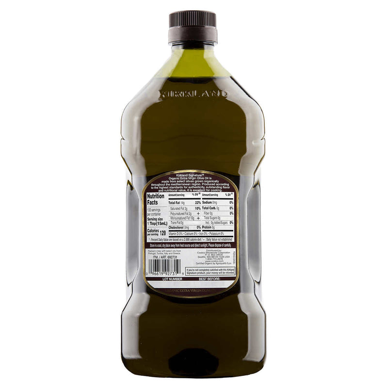 Kirkland Signature Organic Extra Virgin Olive Oil, 2 L