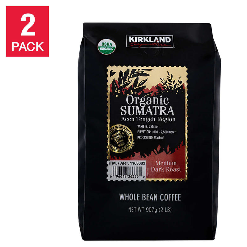 Kirkland Signature Organic Sumatra Whole Bean Coffee, 2 lbs, 2-pack ) | Home Deliveries