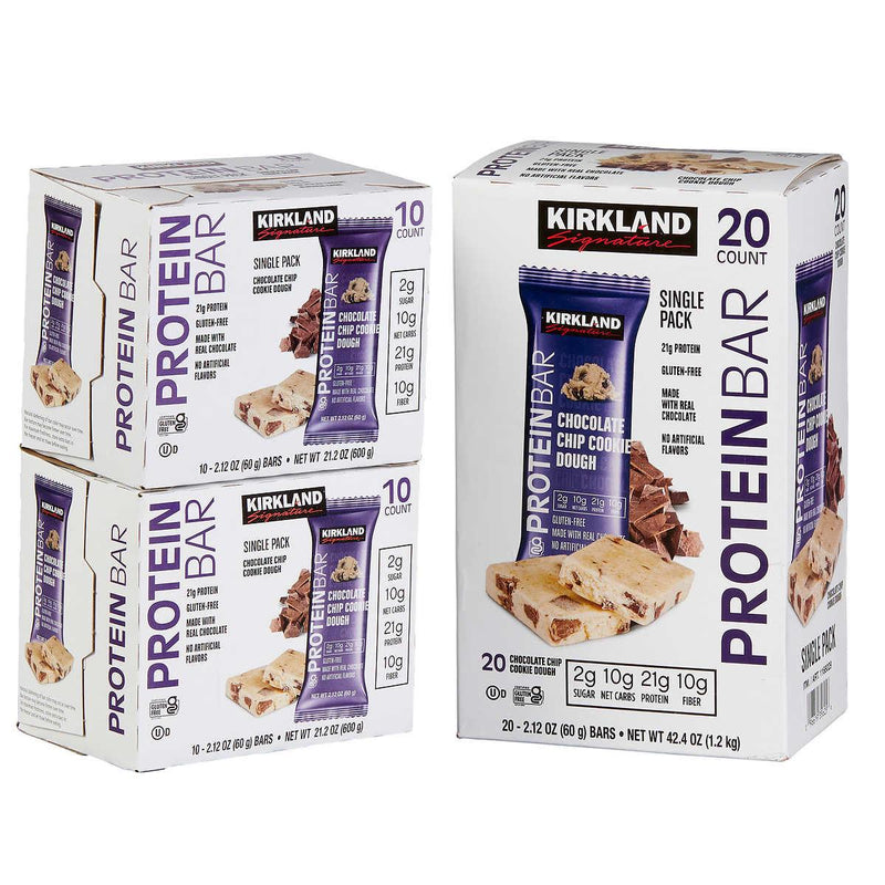 Kirkland Signature Protein Bars Chocolate Chip Cookie Dough 2.12 oz., 20-count