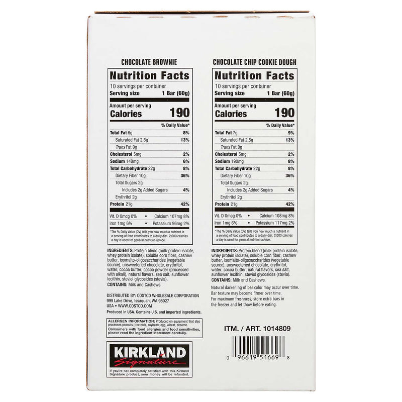 Kirkland Signature Protein Bar, Variety Pack, 2.12 oz, 20-count