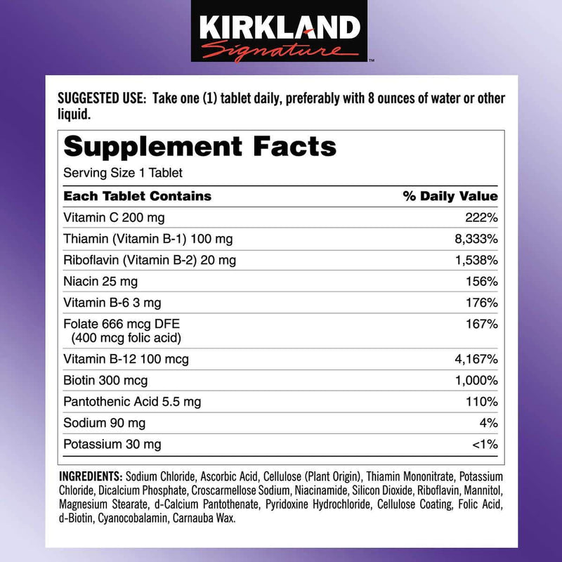 Kirkland Signature Super B-Complex with Electrolytes, 500 Tablets