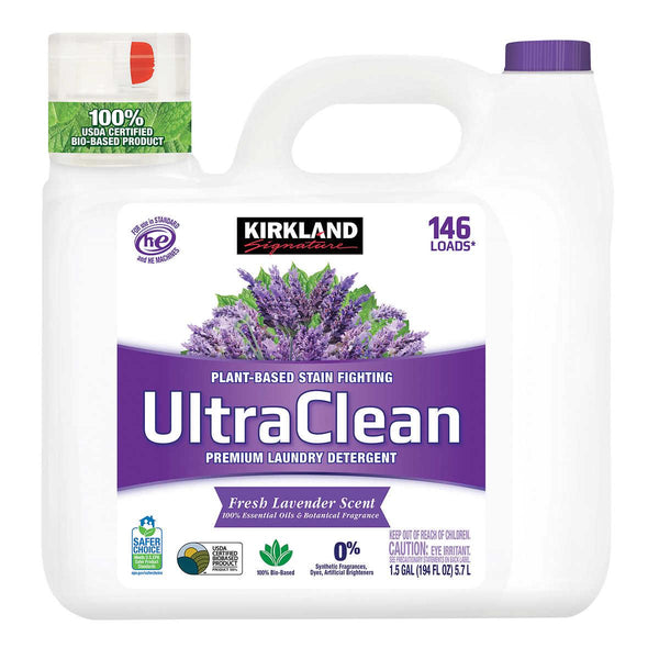 Kirkland Signature Ultra Clean HE Plant-Based Liquid Laundry Detergent, Lavender, 146 loads, 194 fl oz ) | Home Deliveries