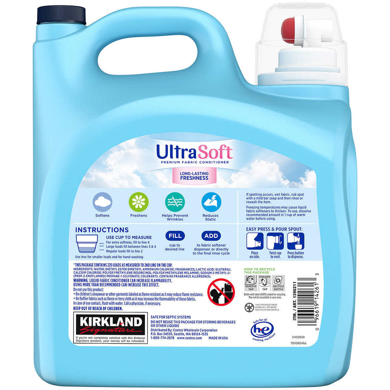 Kirkland Signature Ultra HE Liquid Fabric Softener, Fresh, 220 loads, 187 fl oz ) | Home Deliveries