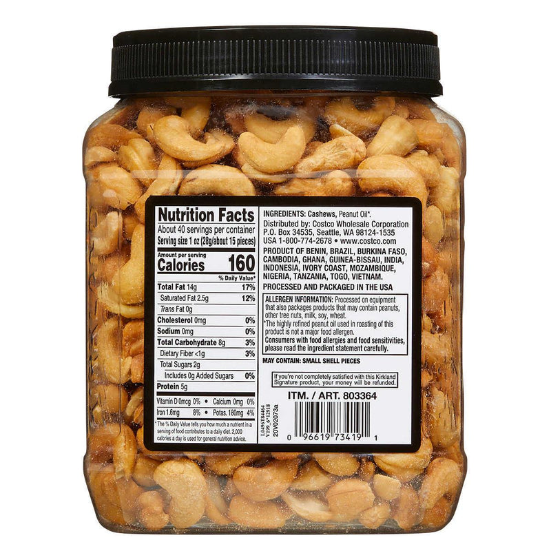 Kirkland Signature Whole Fancy Unsalted Cashews, 2.5 lbs ) | Home Deliveries