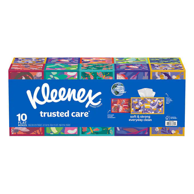 Kleenex Trusted Care Facial Tissue, 2-ply, 230-count, 10-pack