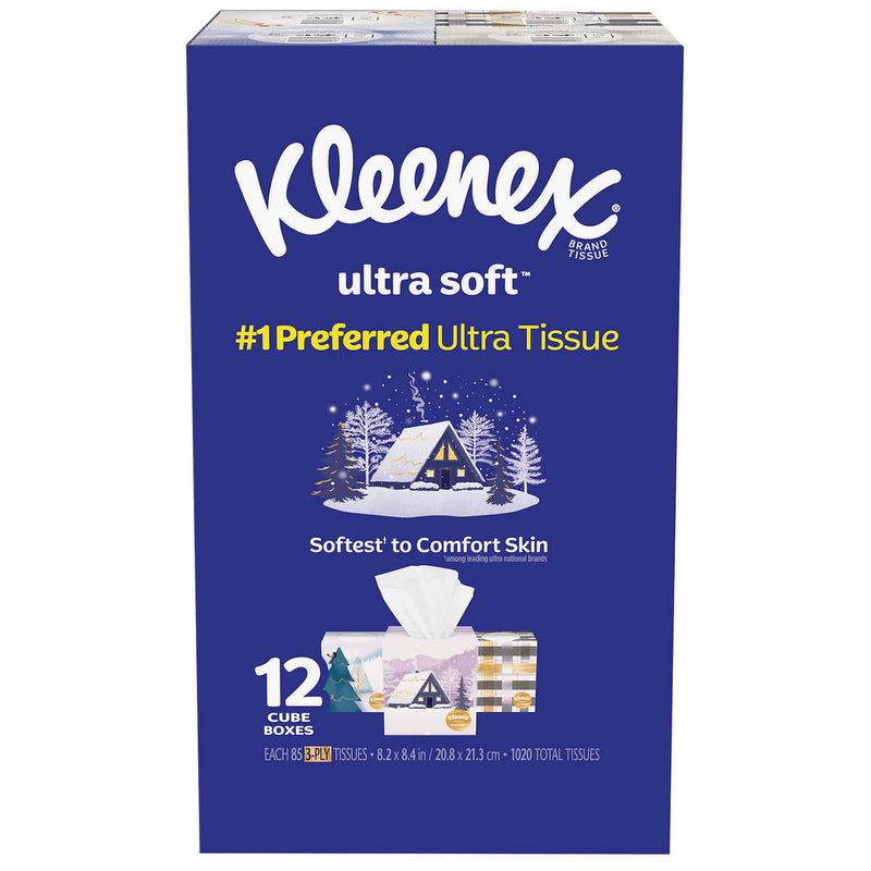 Kleenex Ultra Soft Facial Tissue, 3-Ply, 85-count, 12-pack - Home Deliveries