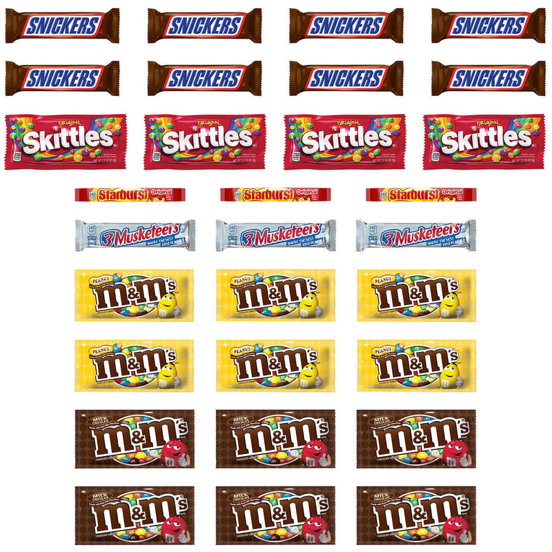 M&M's, Skittles and More Candy Bars, Variety Pack, Full Size, 30-count