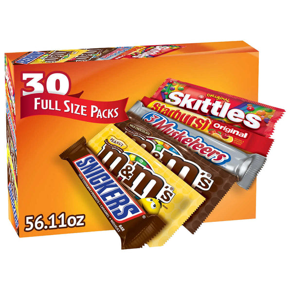 M&M's, Skittles and More Candy Bars, Variety Pack, Full Size, 30-count