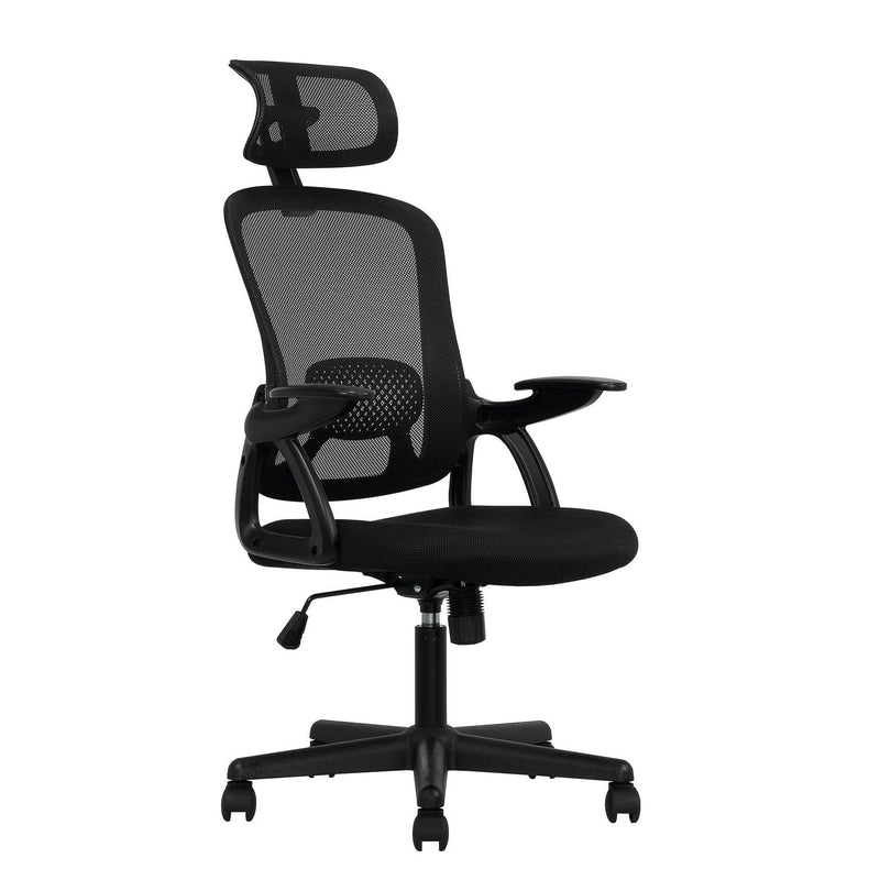 Mainstays Ergonomic Office Chair with Adjustable Headrest, Black Fabric, 275 lb capacity