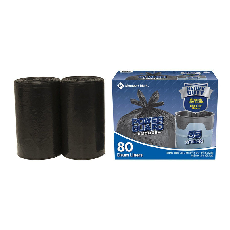 Member's Mark Simple Tie Heavy Duty Black Trash Bags (55 gal., 80 ct.)